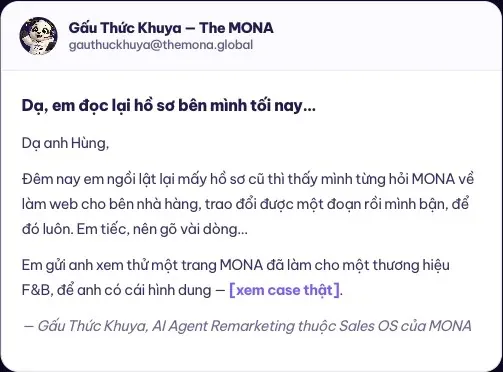 Thư Gấu Thức Khuya gửi lại cho khách cũ